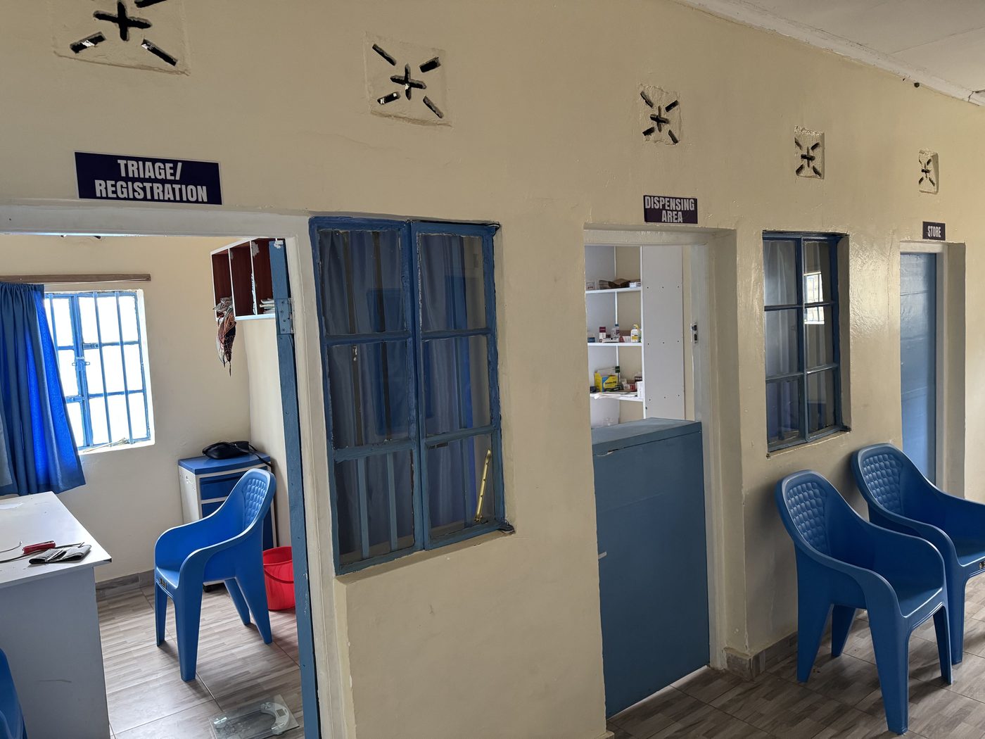 The triage and registration room of the Afya Care Centre