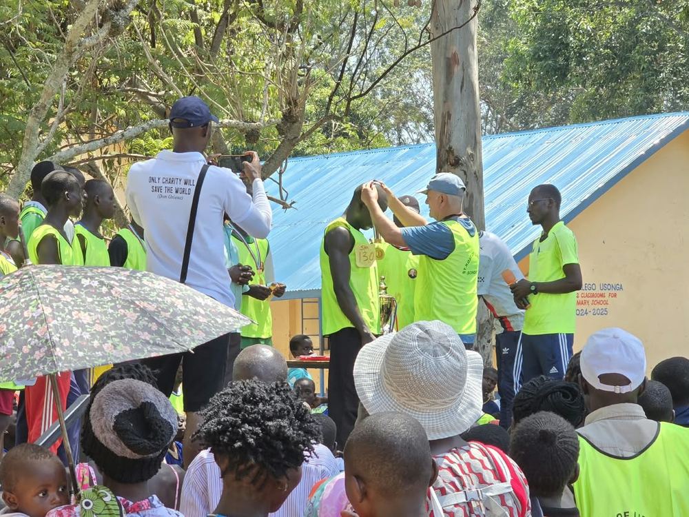 Awards being presented to the winners of the marathon